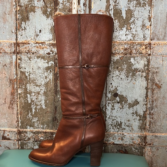 J.Crew Beckett Extended Calf Chocolate Brown Leather Knee-High Boots size 8 - Picture 8 of 15
